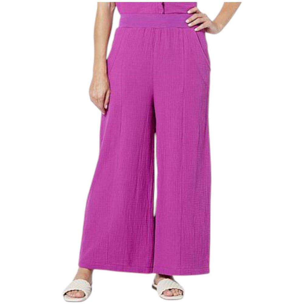 Lacey Chabert Crinkle Wide-Leg Pant Wisteria Berry - Regular